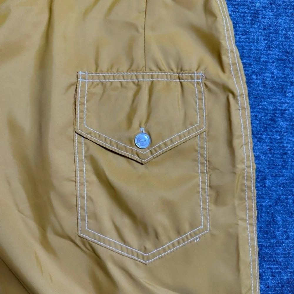 Birdwell Beach Britches Board Shorts Mustard Yellow Mens 40 Surf Trunks USA Made